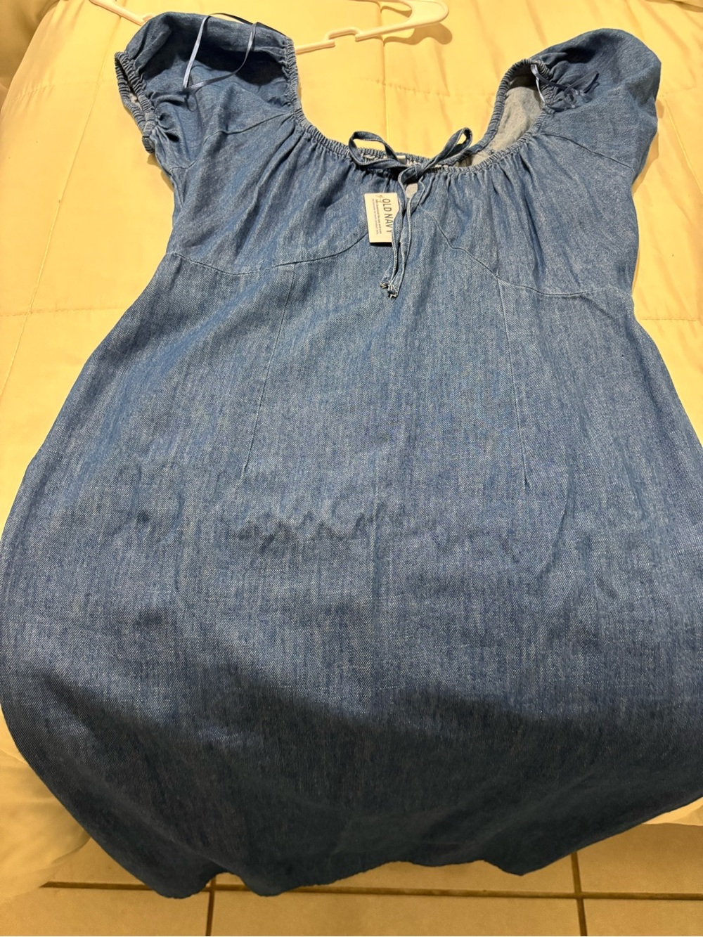 Old Navy Blue Short-Sleeve Denim Tunic Top